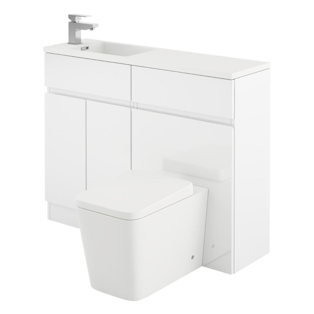 Hudson Gloss White Combination Vanity Basin & WC Unit 1000mm