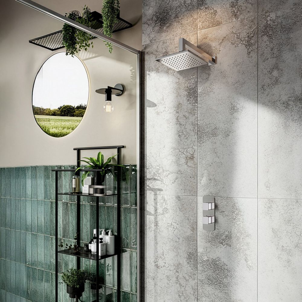 Liva Chrome Square Concealed Shower Valve & Fixed Shower Head Pack