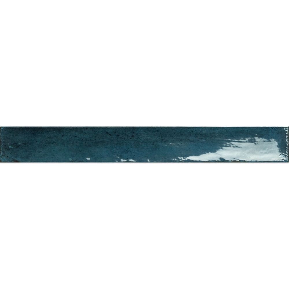 Capri Blue Gloss Ceramic Brick Tile - 400x50mm