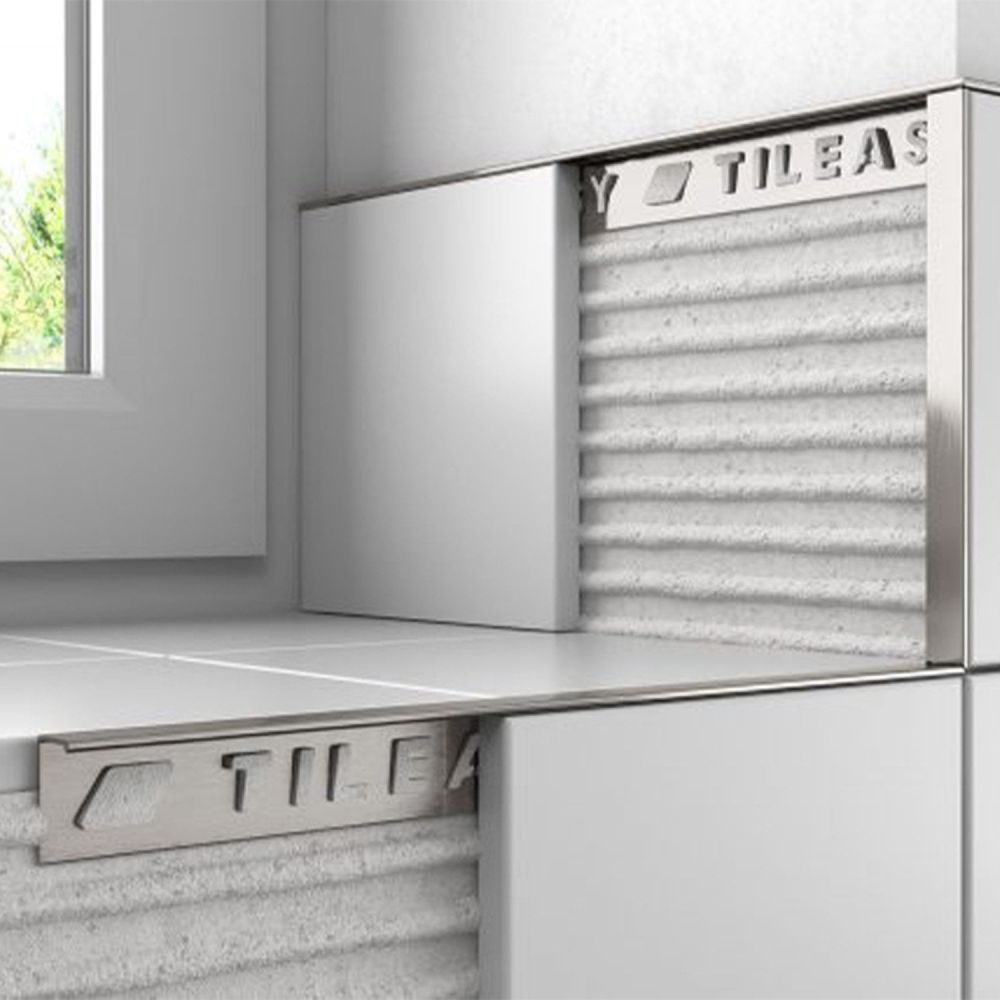 Tileasy Square 10mm Stainless Steel Effect Tile Trim