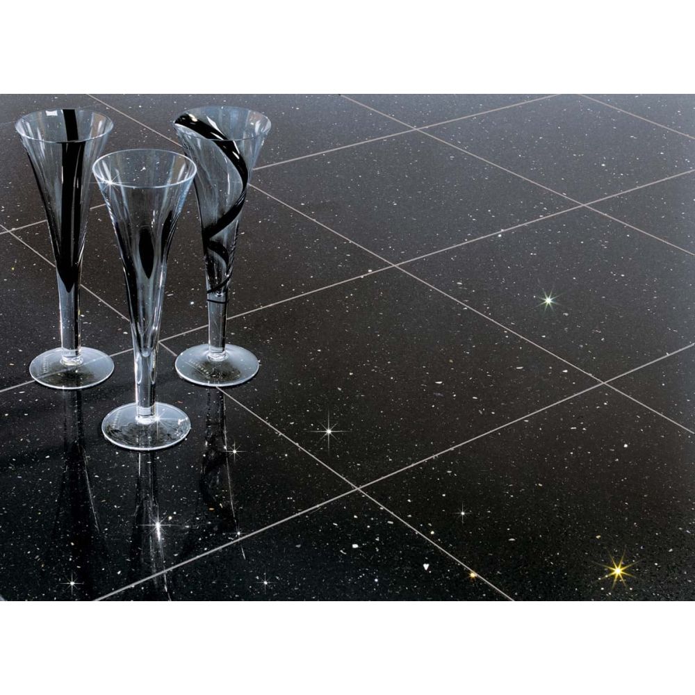 Quartz Stone Midnight Black Tile 300x600mm