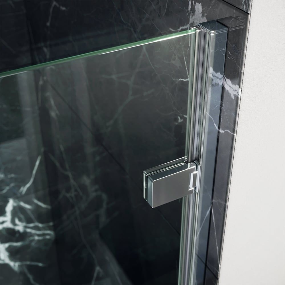 Lanka Chrome Hinged Bath Screen with Towel Rail