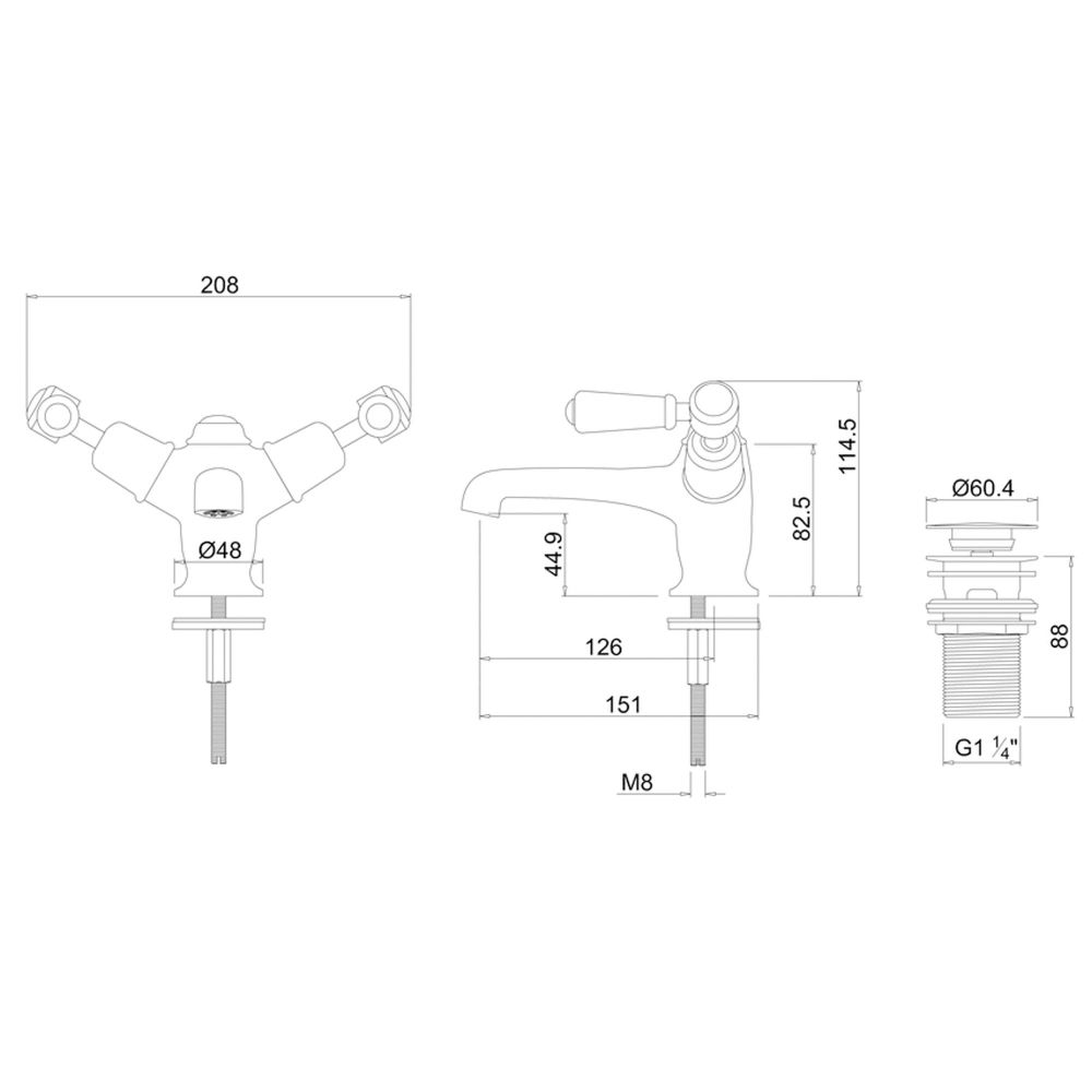 Burlington Kensington Chrome Basin Mixer Tap with Click Clack Waste
