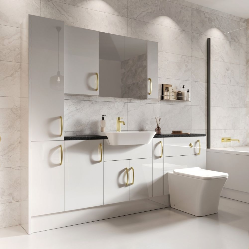 Surrey White Gloss Double Door Fitted Furniture Unit 600mm