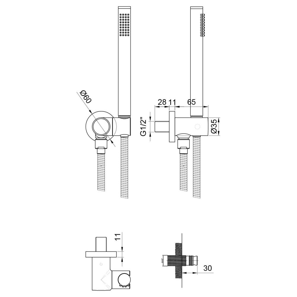 Manisa Chrome Handset and Holder With Build in Outlet