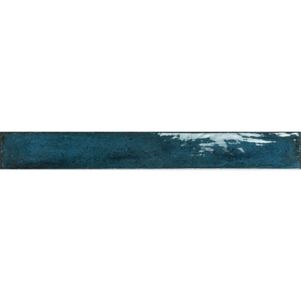 Capri Blue Gloss Ceramic Brick Tile - 400x50mm