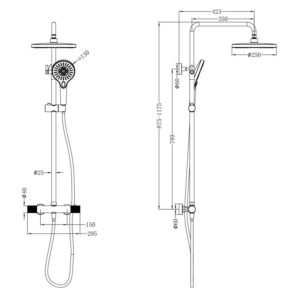 Moray Thermostatic Shower Pack - Gunmetal Spec