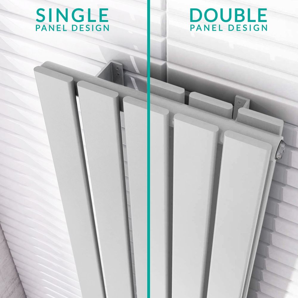 Perth White Double Horizontal Flat Panel Radiator 476x1200mm