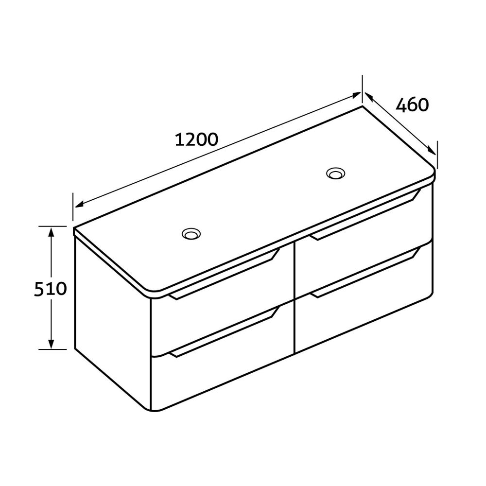 Ellis Wall Hung 1200mm Vanity Unit Spec Drawing