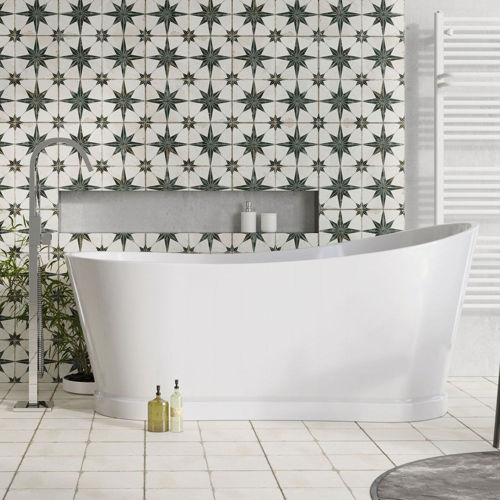 Modern lifestyle image of the Tadeo Freestanding Acrylic Bath 1720x790mm