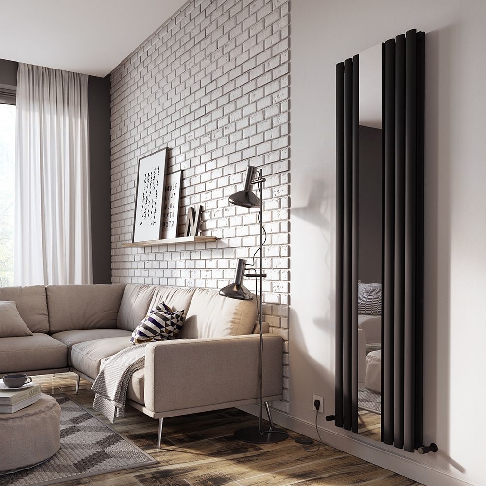 Corex Black Vertical Mirror Radiator - 1800x500mm