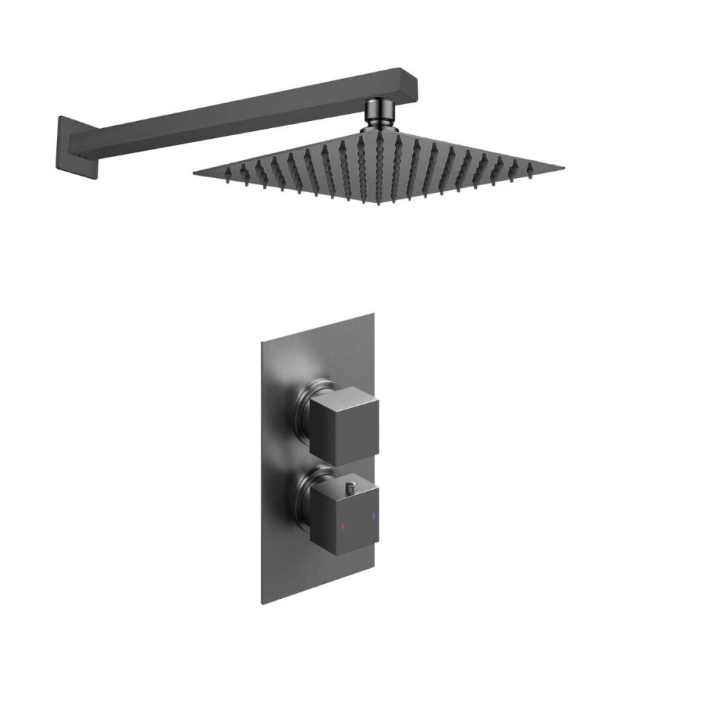 Zena Gunmetal Single Outlet Square Concealed Valve with Shower Head