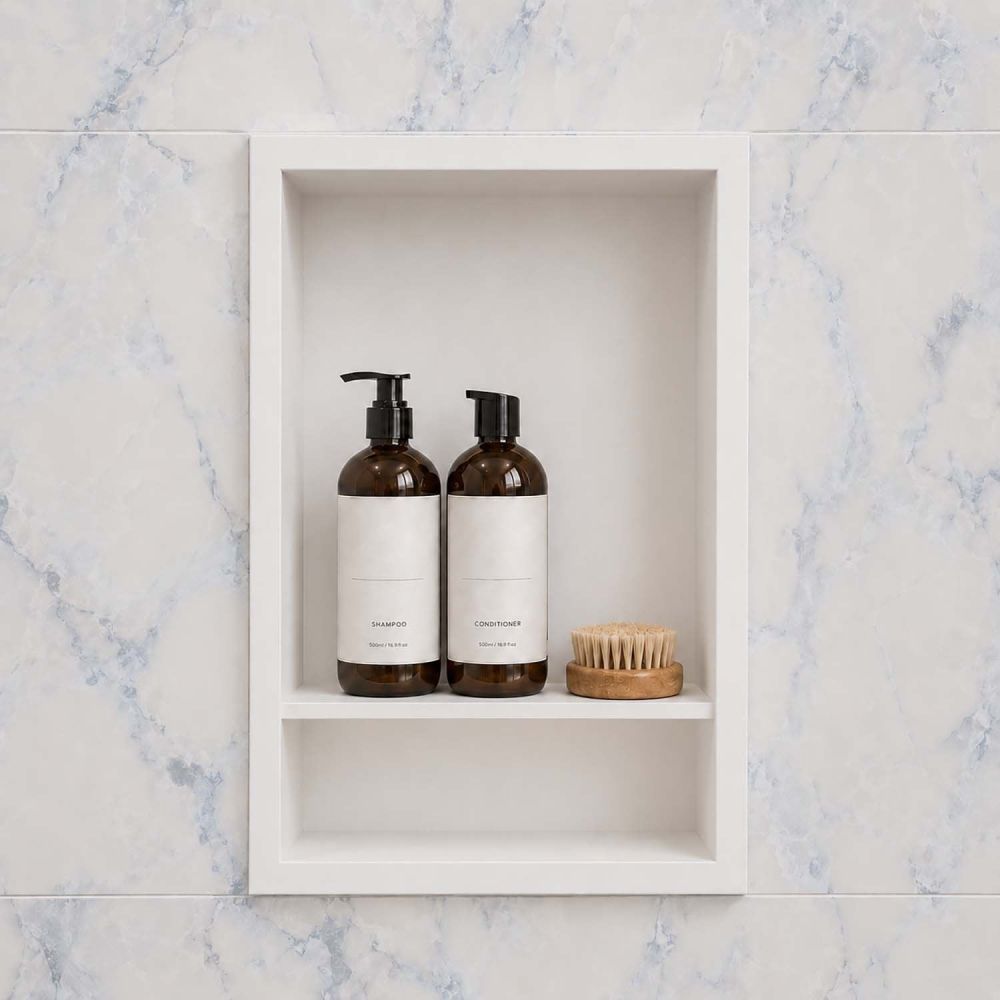 Vero Wall Panel Double Shelf Recessed Shower Niche