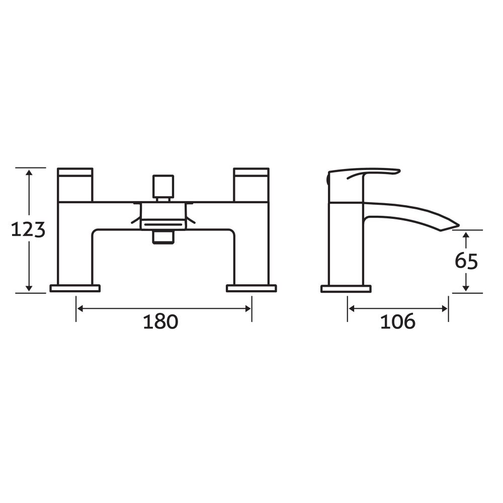 Tear Chrome Bath Shower Mixer Tap - dimensions