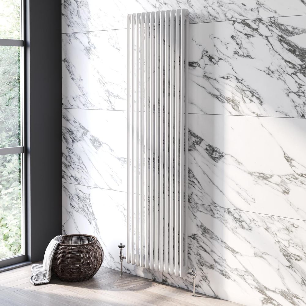 Upton White Double Vertical Traditional Column Radiator 1800x560mm