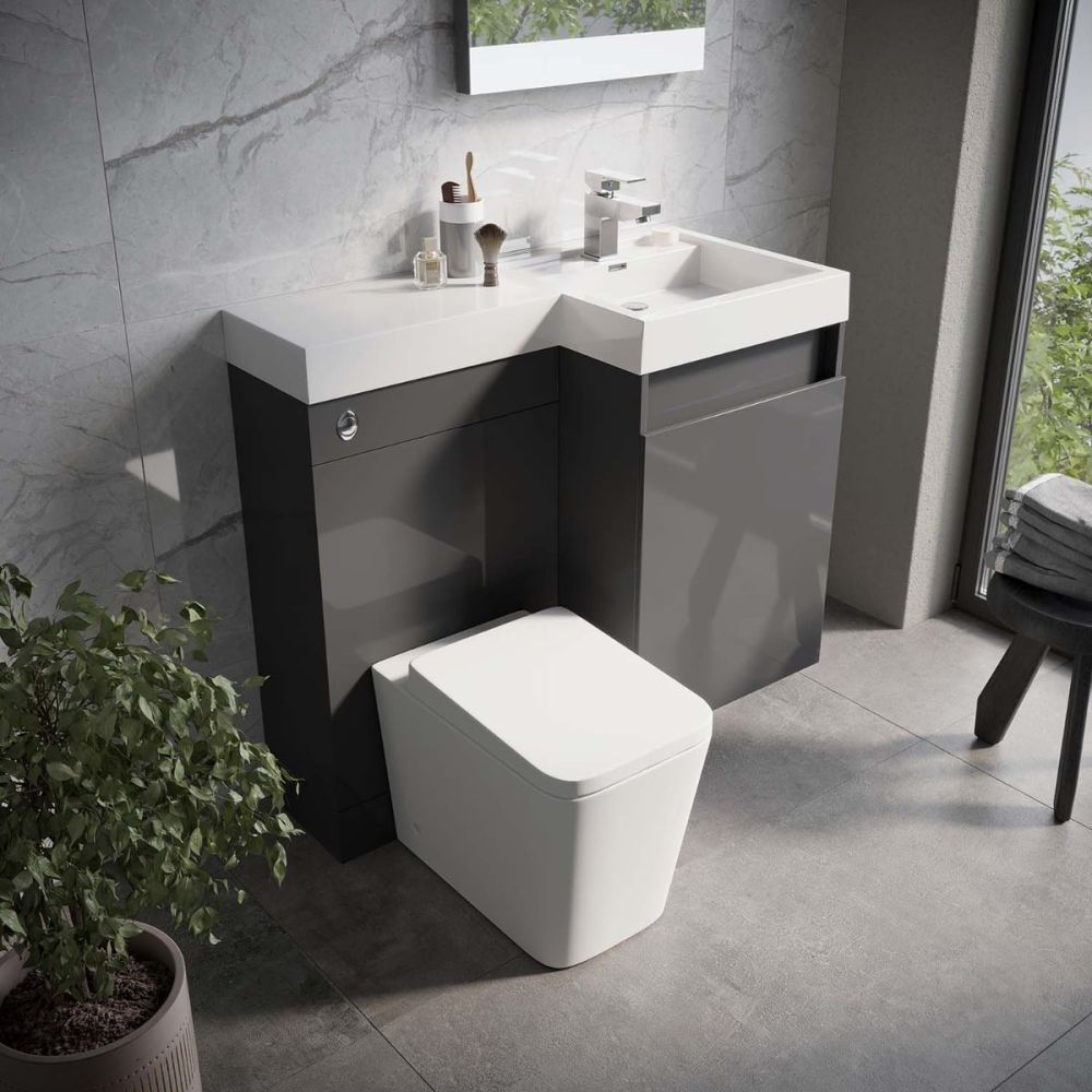 Summers Titanium Grey Right Hand Combination Vanity Basin and WC Unit 900mm