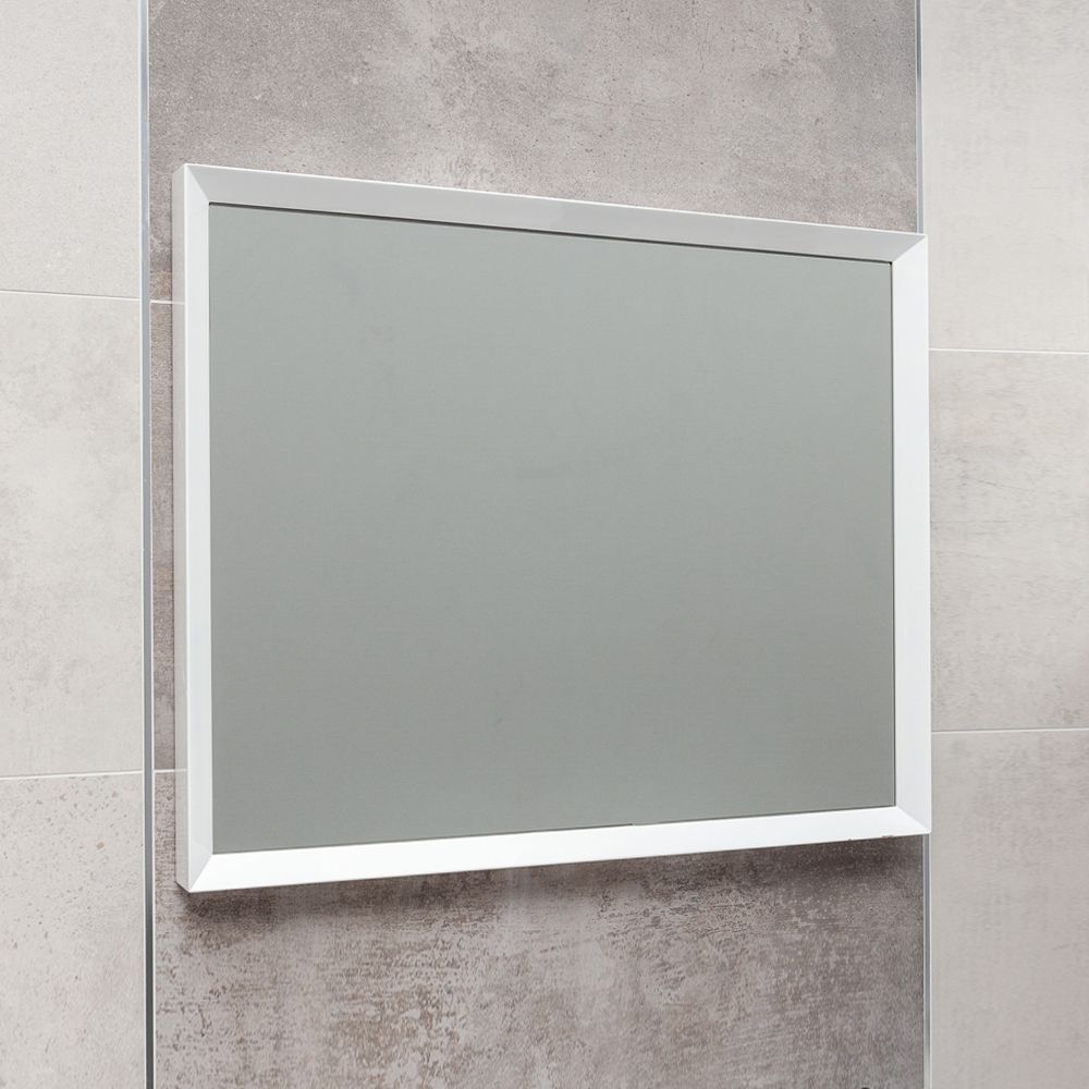 Venus Gloss White Beveled Edge Framed Bathroom Mirror 750x600mm