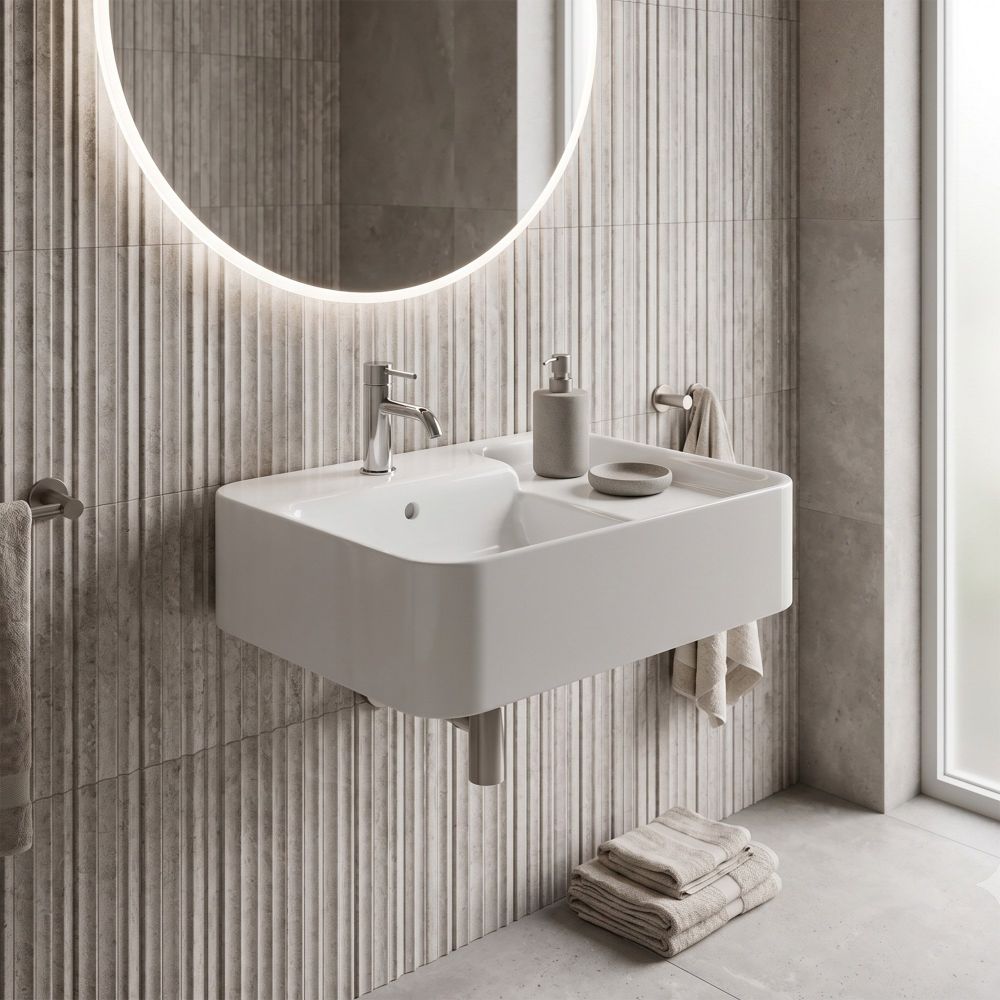 modern bathroom with floating wall hung basin