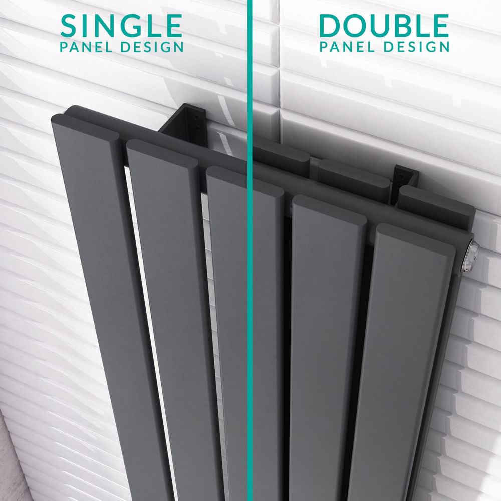 Perth Grey Double Vertical Flat Panel Radiator 1200x612mm