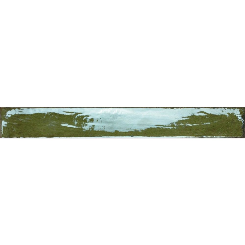 Capri Green Gloss Ceramic Brick Tile - 400x50mm