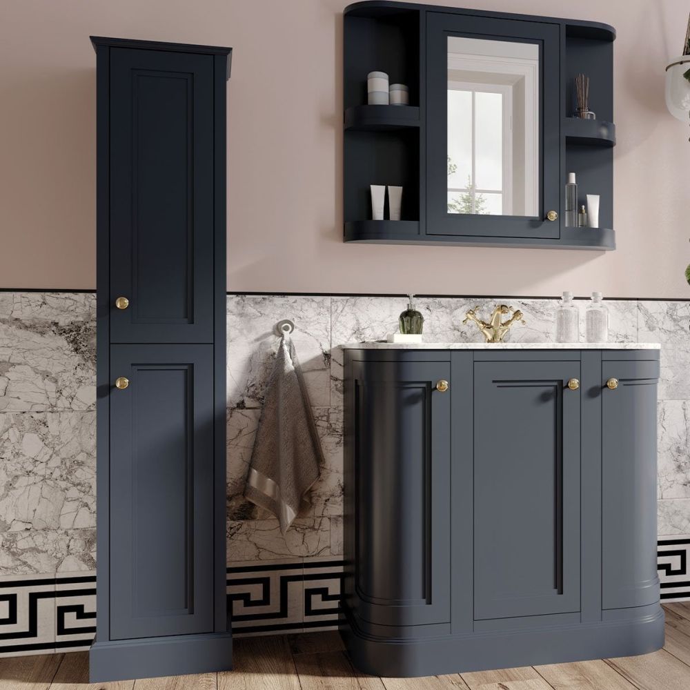 Richmond Midnight Grey Floor Standing Tall Bathroom Storage Cabinet