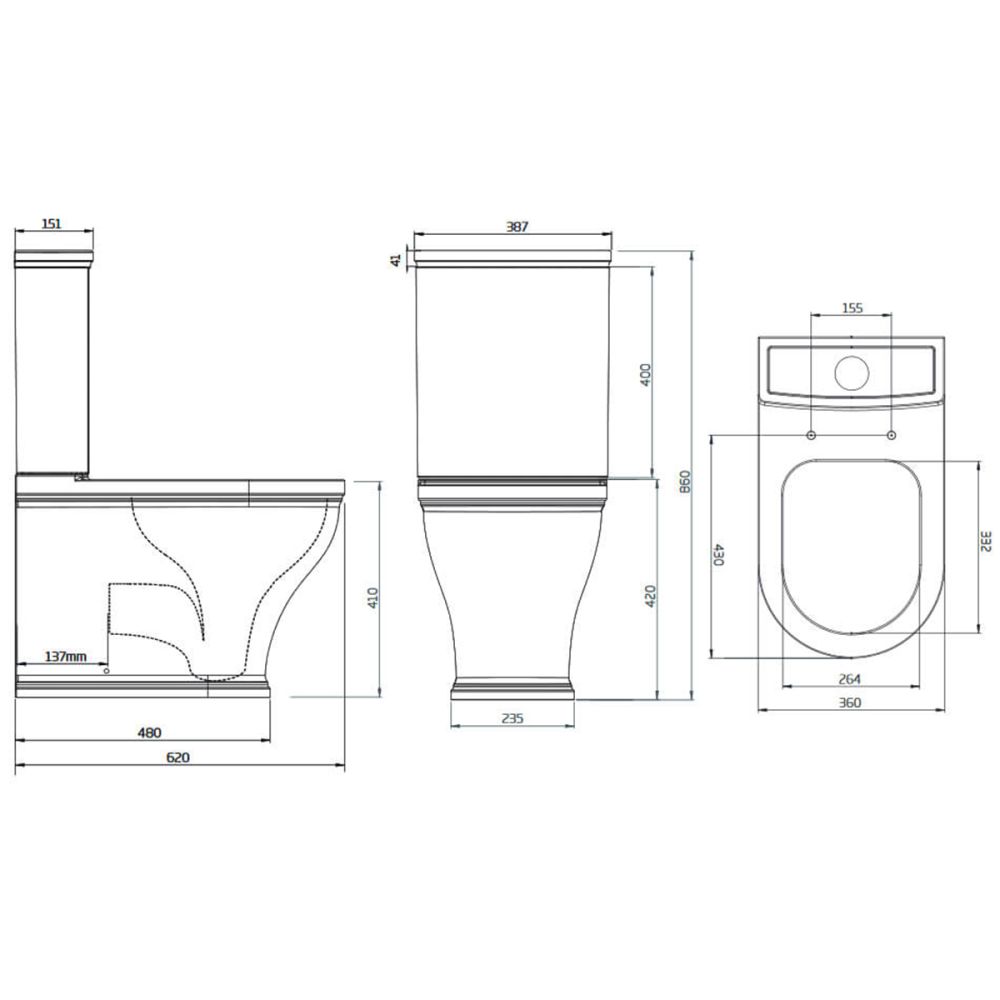 Tavistock Lansdown Short Projection Enclosed Close Coupled WC Pan with Seat