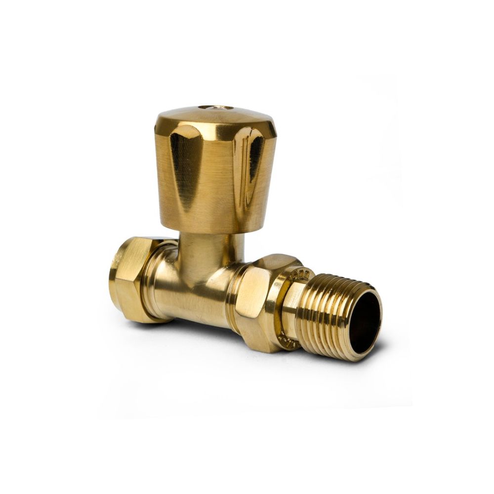 Thermostatic Brushed Gold Straight Pair of Radiator Valves