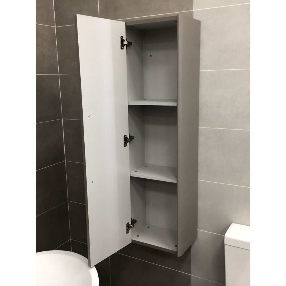 Esk Stone Grey Wall Mounted Tall Storage Cabinet with Gunmetal Handle