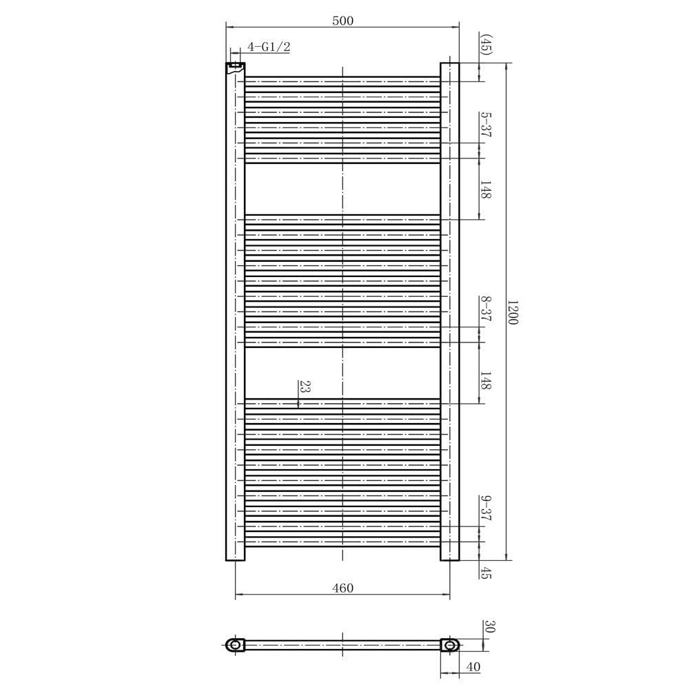 Neptune Anthracite Electric Heated Towel Rail 1200x500mm