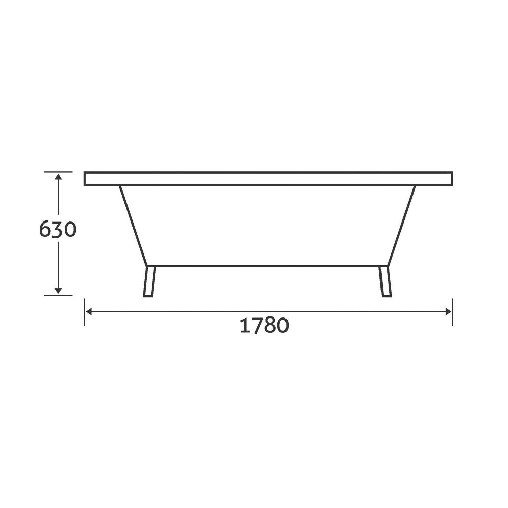 Mere Traditional Freestanding Acrylic Bath with Chrome Feet 1780x800mm Dimensions