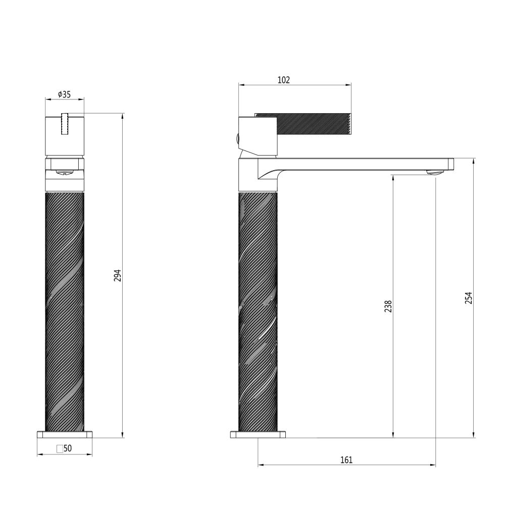 Thane Gunmetal Tall Basin Mono Tap Dimensions