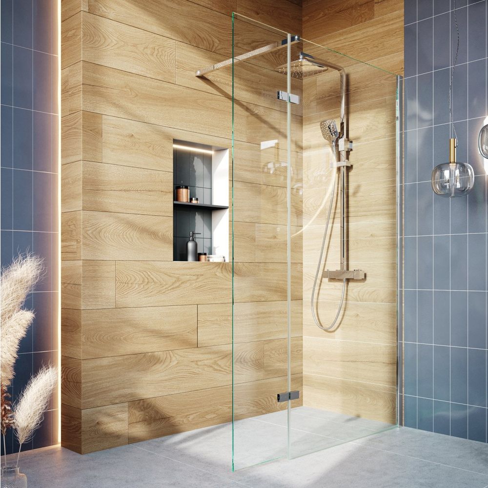 Royle Chrome Wetroom Shower Screen with Hinged Panel