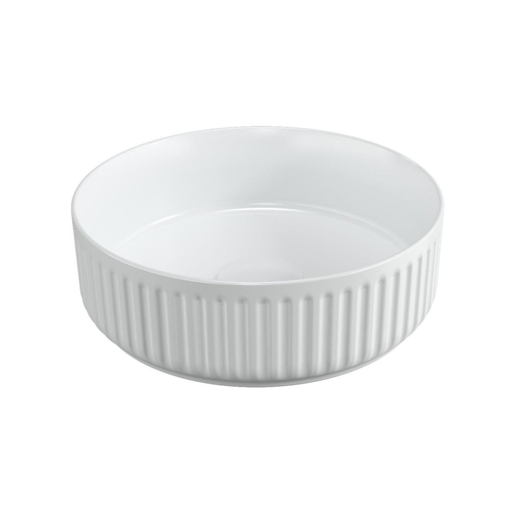 Massa Ribbed White Round Countertop Basin