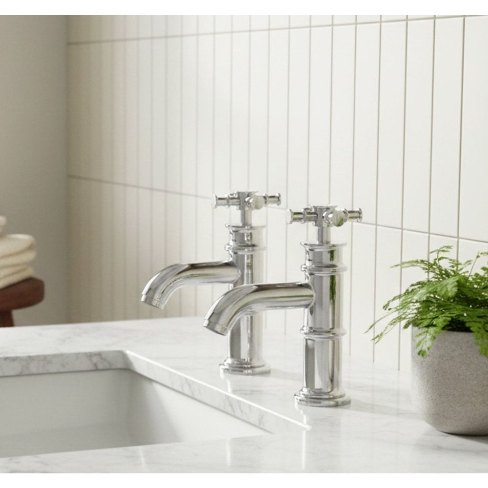 Butler Chrome Pair of Basin Pillar Taps - lifestyle image