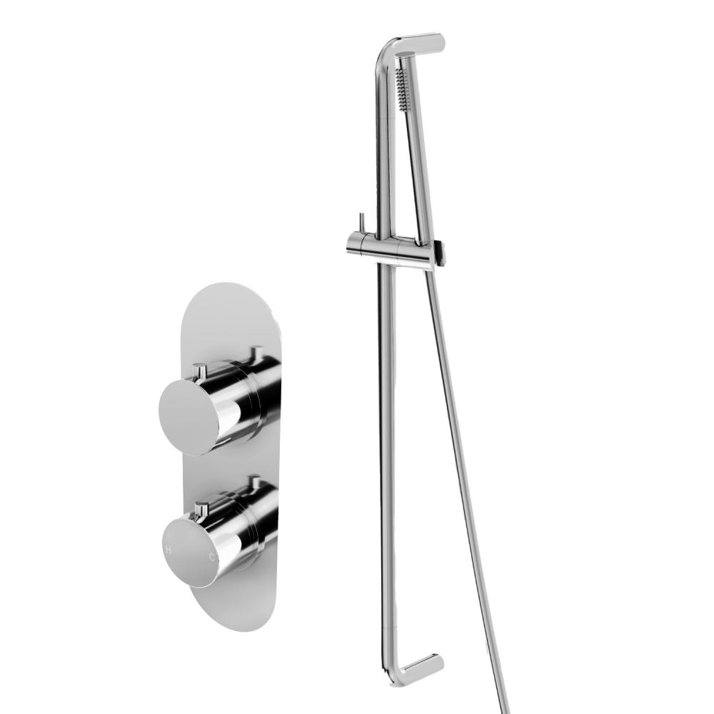 Elora Chrome Round Concealed Valve Shower Slide Rail Pack