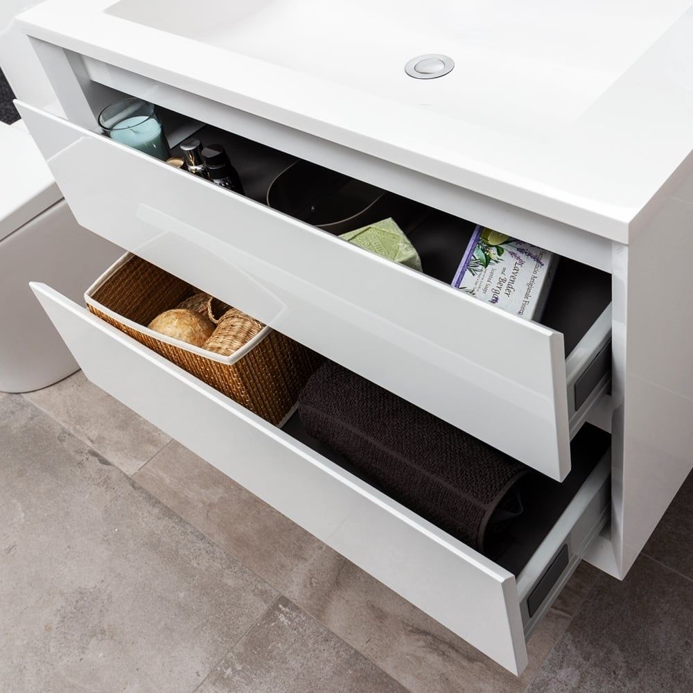Venus Gloss White Wall Hung Vanity Unit 600mm