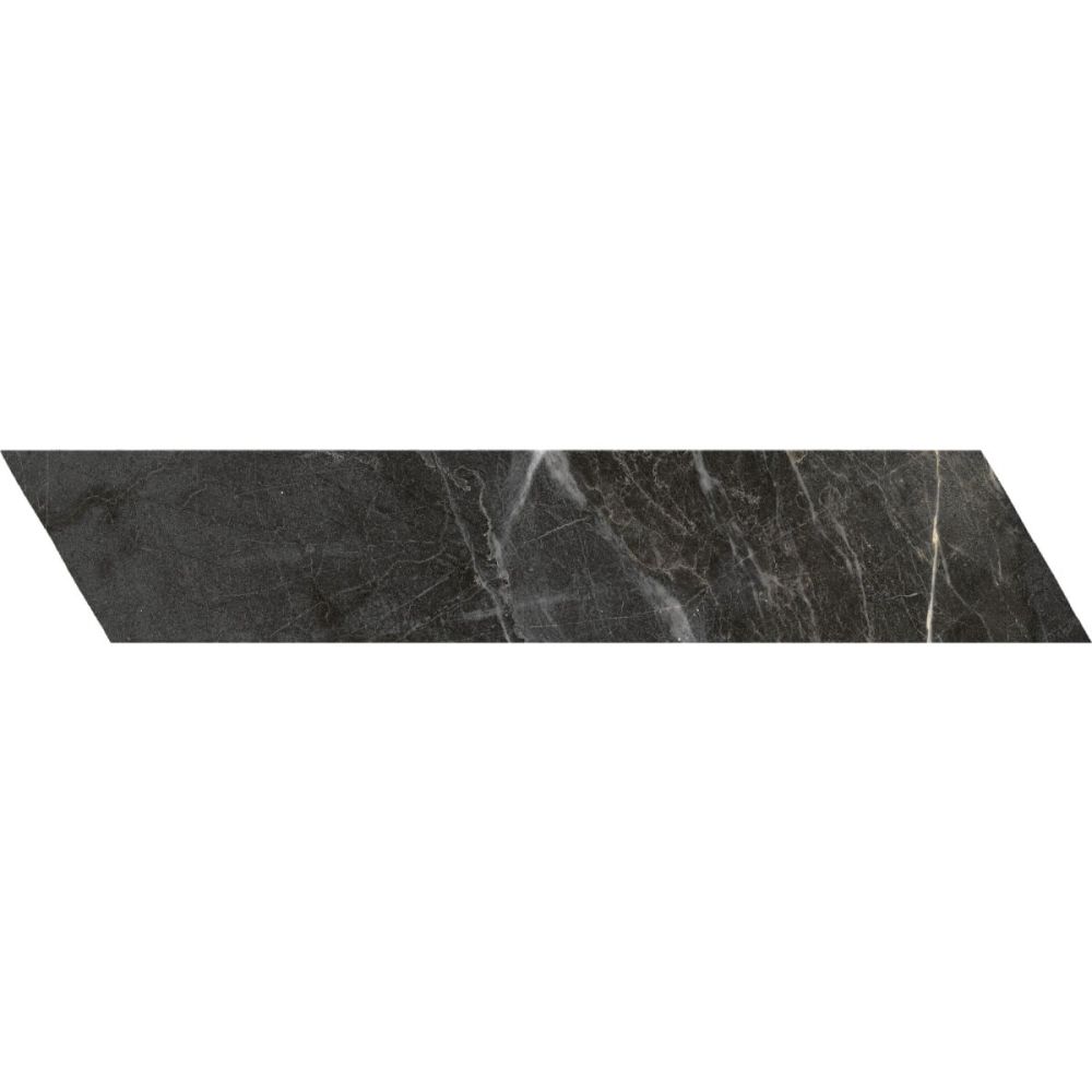 Salerno Black Matt Marble Chevron Tile 80x400mm