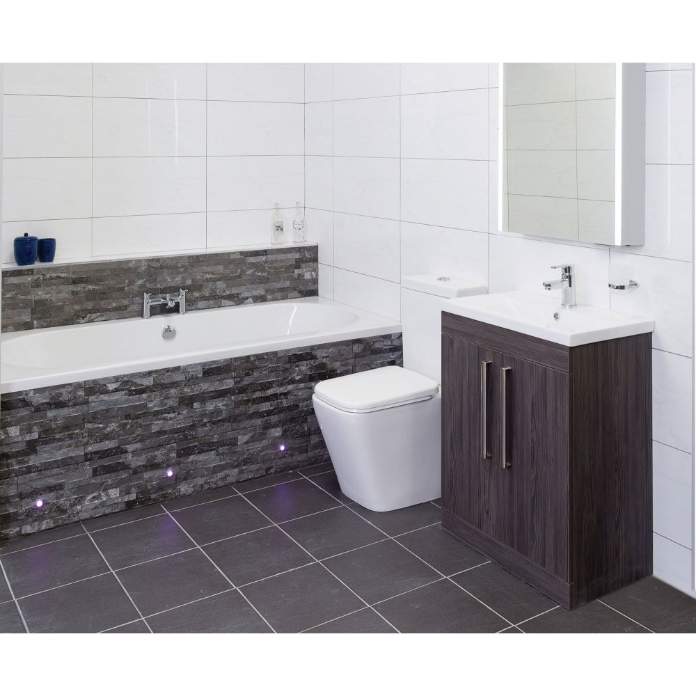 Dark Brick Tile Styled With Double Ended Bath