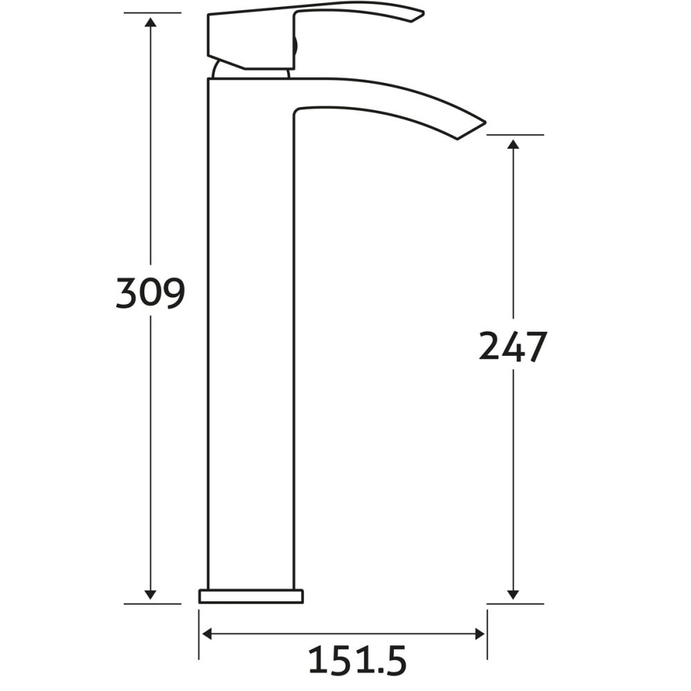 Satori Chrome Tall Basin Mixer Tap dimensions