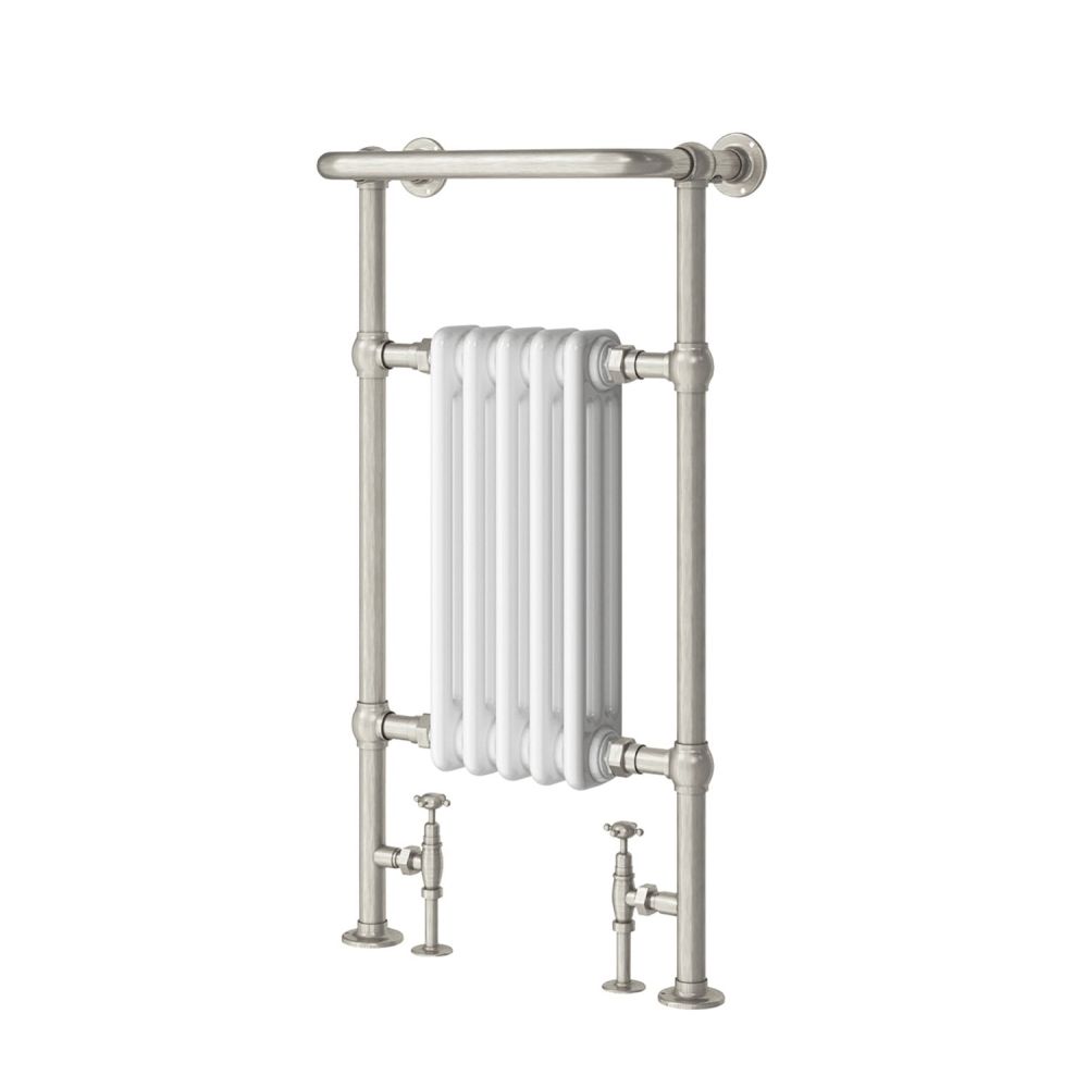 Hive White & Nickel Heated Towel Rail - 938x500mm