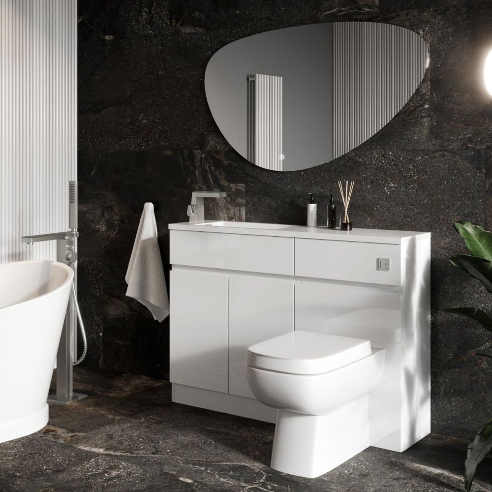 Hudson Gloss White Combination Vanity Basin & WC Unit 1200mm