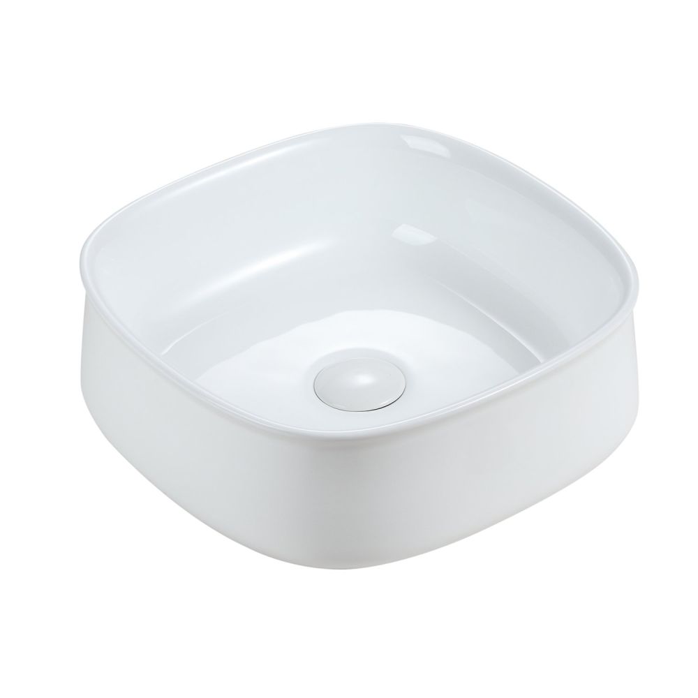 Hateno White Curved Countertop Ceramic Basin