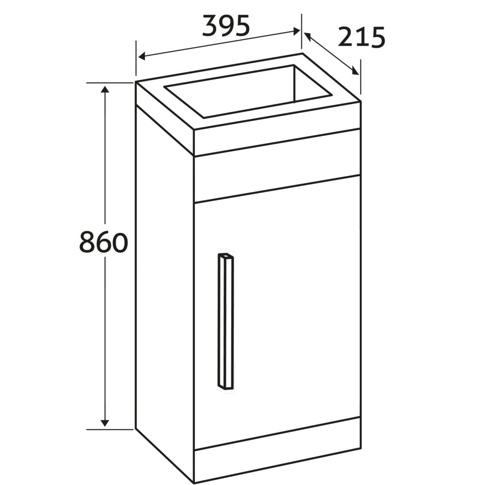 Nante Light Elm Floor Standing Cloakroom Vanity Unit dimensions