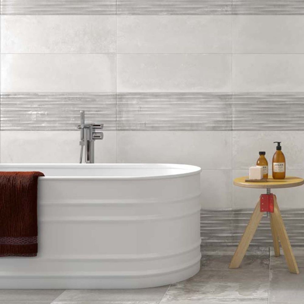 Fabrika White Cloud Plain Ceramic Tile 250x750mm