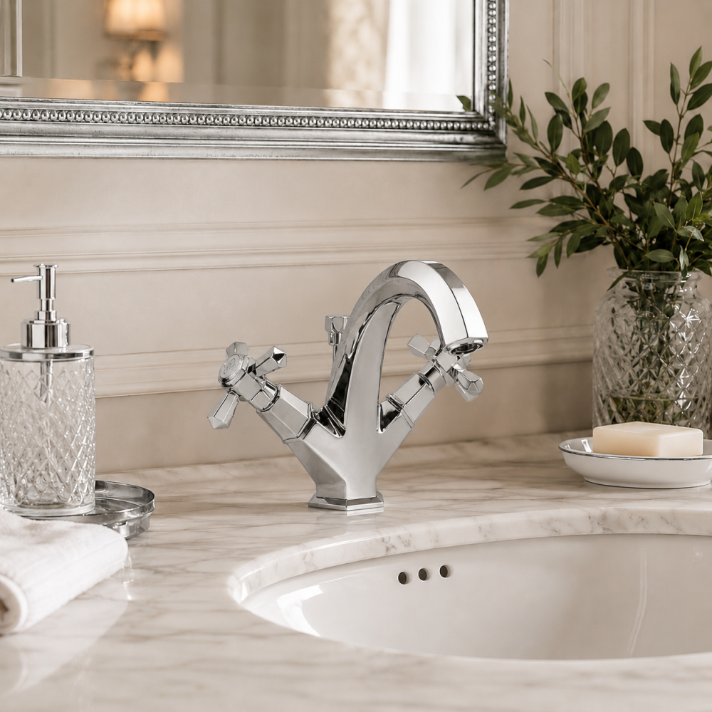 Luxurious Lifestyle image of the Adonis Chrome Basin Mono Tap & Waste