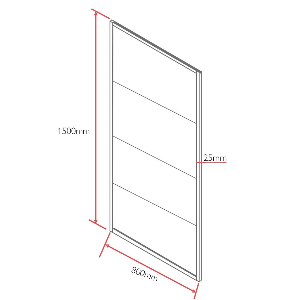 Amien Horizontal Framed Bath Screen - Matt Black 1500x800 Specification