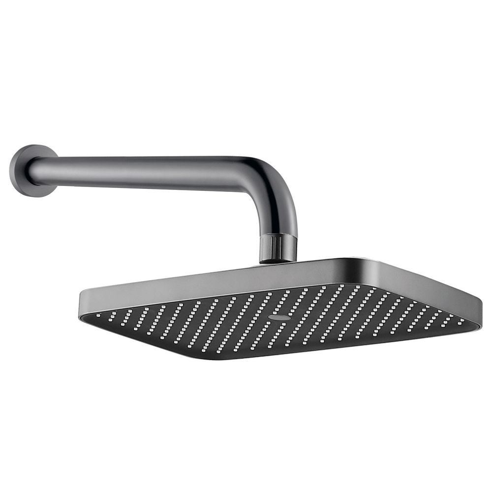 Flint Brushed Gunmetal Square Shower Head & Arm