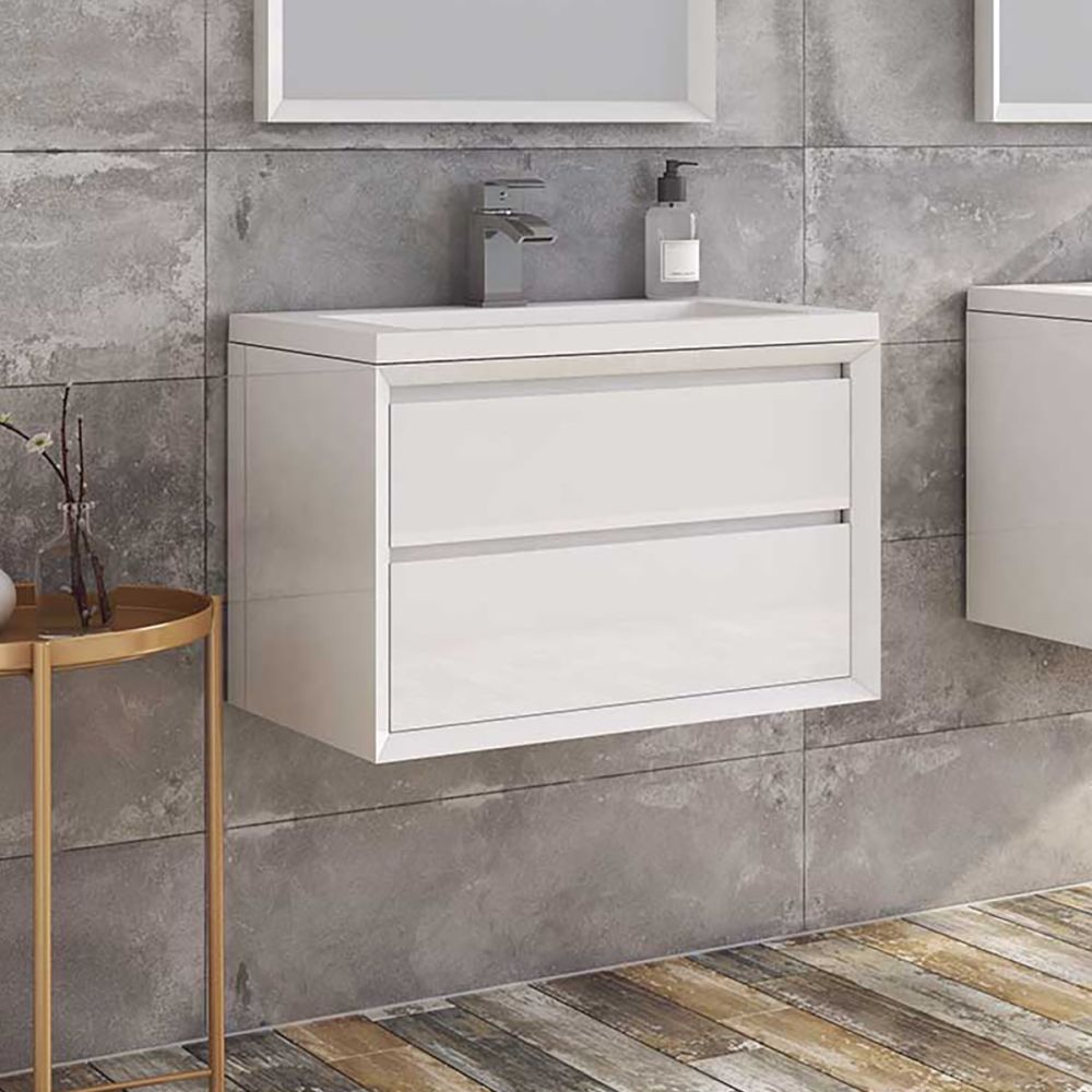 Venus Gloss White Wall Hung Vanity Unit 600mm