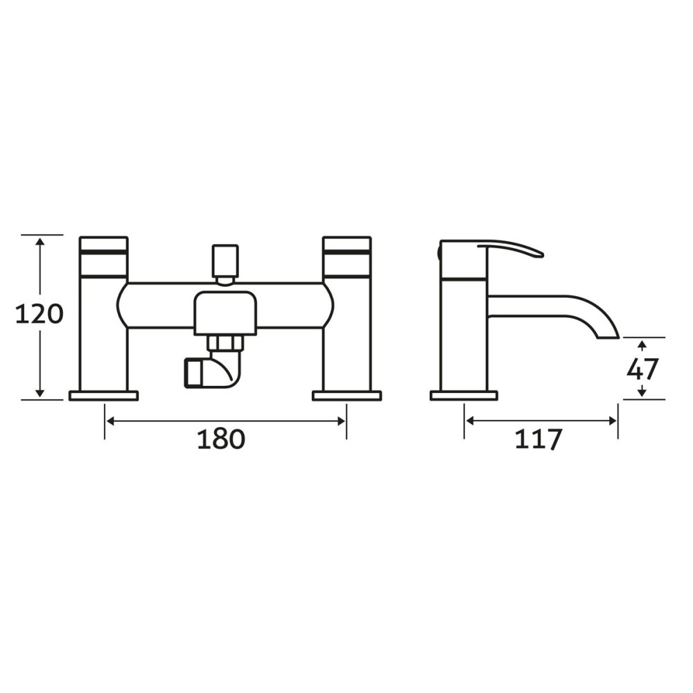 Harlow Chrome Bath Shower Mixer Tap dimensions
