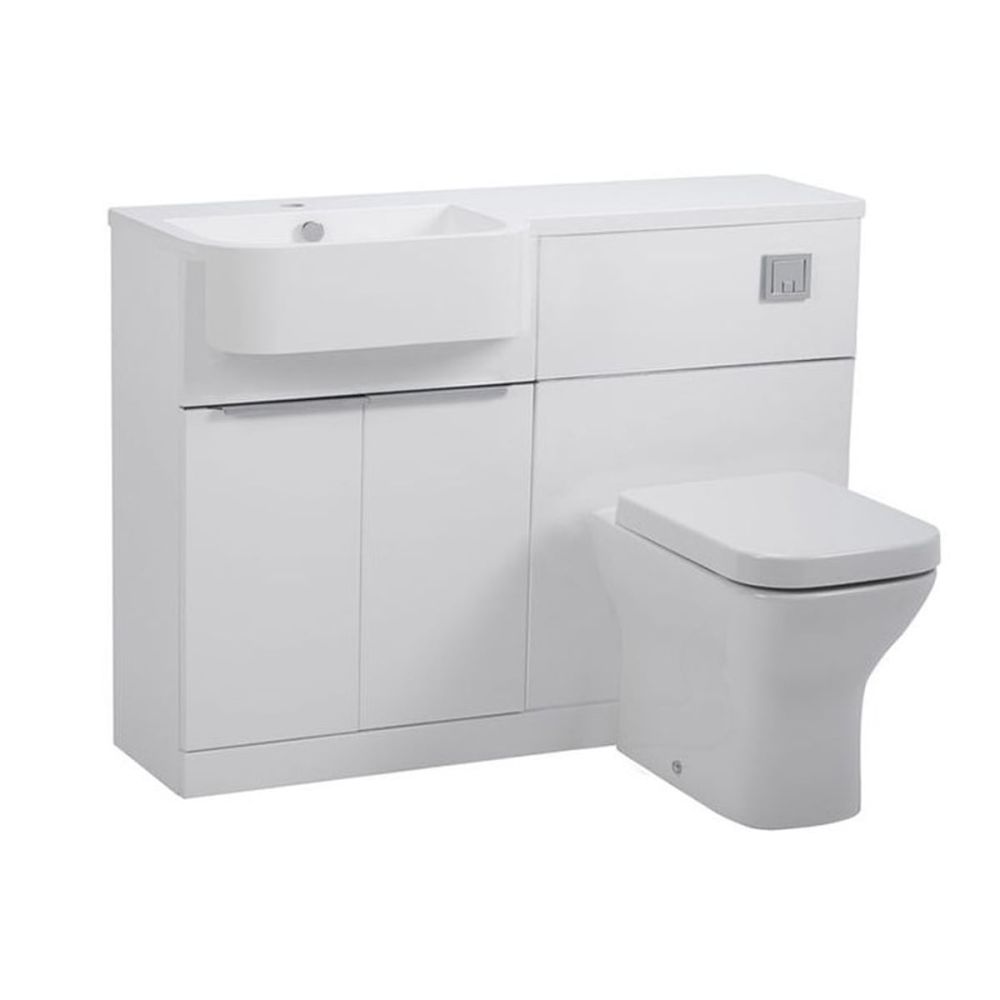 Tavistock Match Gloss White Left Hand Combination Vanity Basin & WC Unit 1000mm